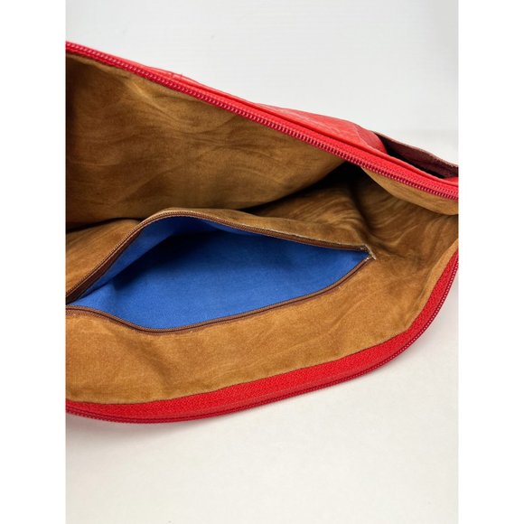 Vintage red leather 80s style bag with bow tie - Picture 5 of 9